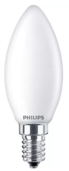 PHILIPS svečveida LED spuldze 6,5W 806lm 840 E14 matēta