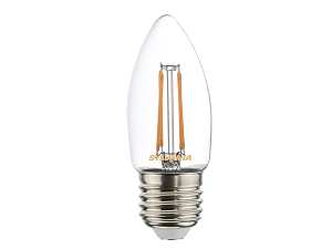 SYLVANIA svečveida LED spuldze 4.5W 470lm (40W) 827 E27 ar caurspīdīgu stiklu dimmējama