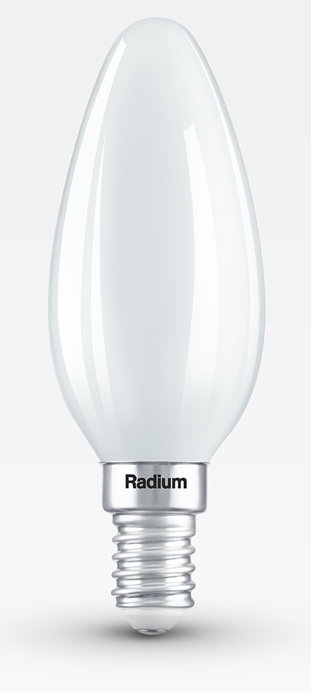 RADIUM STAR CANDLE LED svečveida spuldze E14 5,9W 806lm 2700K silti balta matēta filament ar CRI90