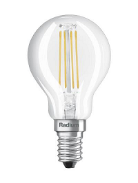 RADIUM LED spuldze E14 P45 2,2W (25W) 250lm 2700K silti balta caurspīdīga filament klasiska
